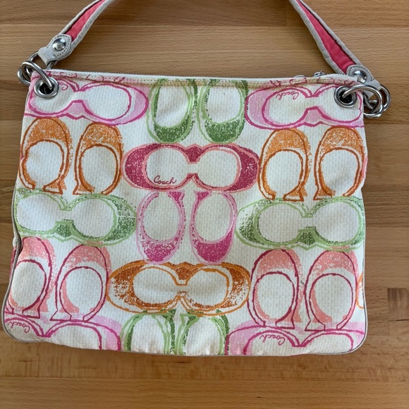 Coach Poppy Dream “C” Hippie Scribble Hobo Satchel Crossbody Bag shoulder pink - Picture 8 of 12